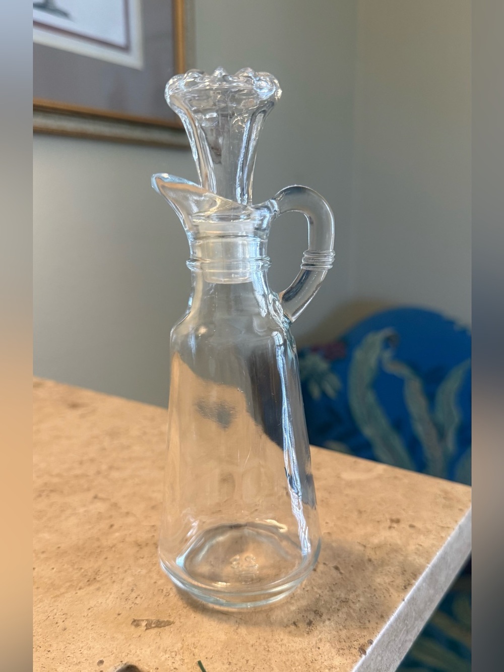 Vintage Anchor Hocking Clear Glass Cruet with Decorative Stopper